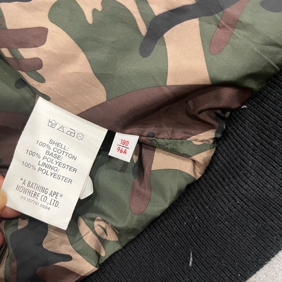 [L]Aape Black Graphic Men's Bomber Moto Jacket - Picture 5 of 11